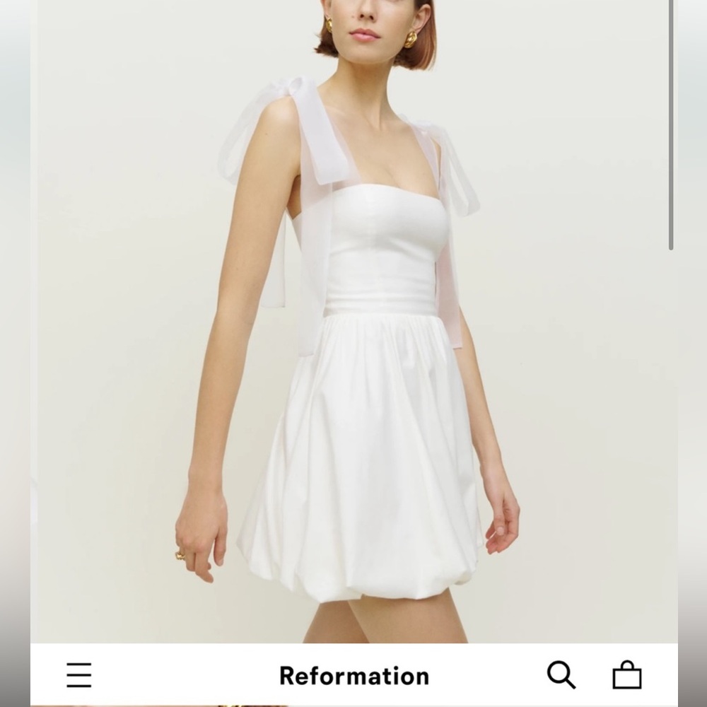 Reformation White Mini Enza Dress - Picture 4 of 5